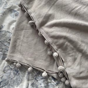 Grey Pom Pom poncho